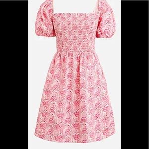 J Crew Puff-sleeve smocked mini dress in dandelion swirl size 3X